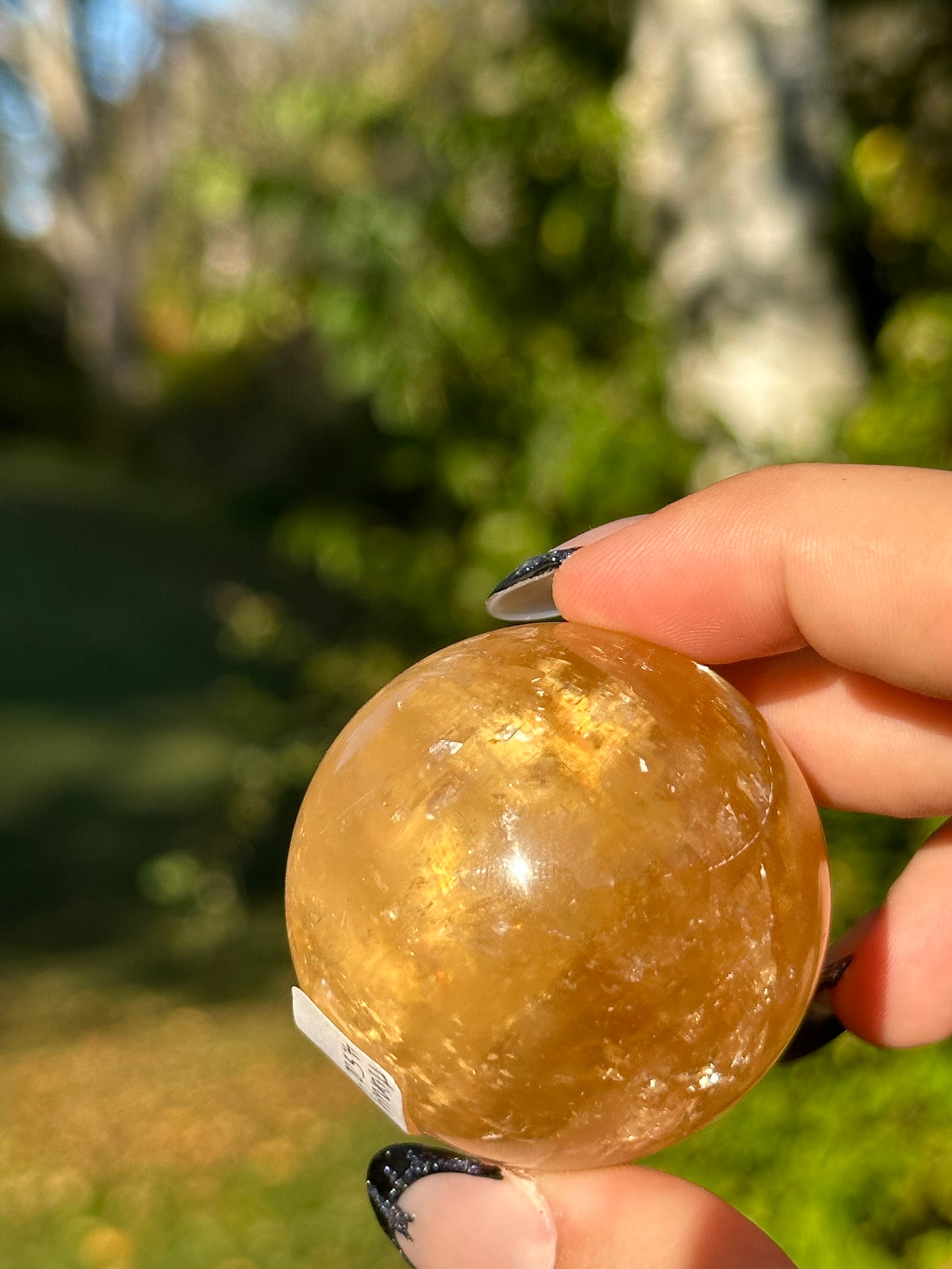 Honey Calcite Sphere - Stars and Rainbows