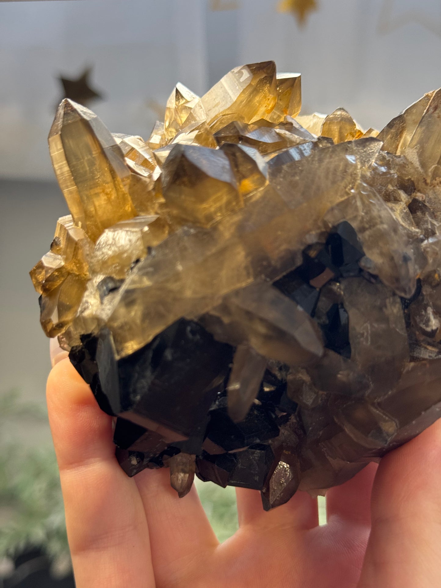Smokey Quartz with black tourmaline - Africa