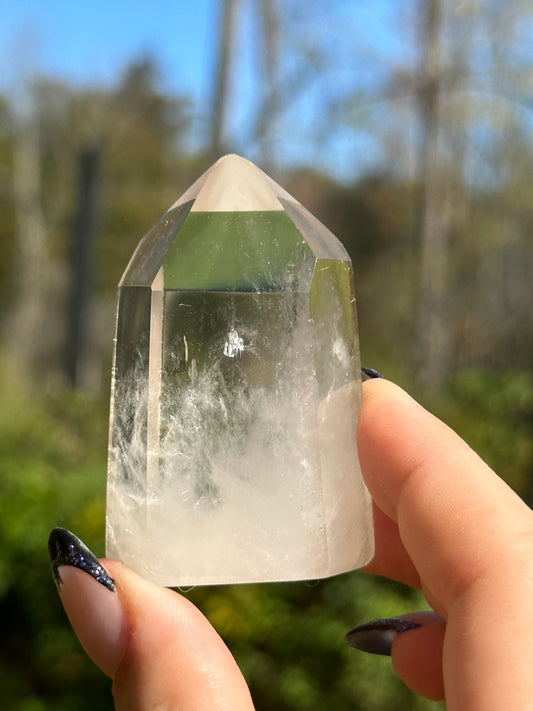 Clear Quartz Tower with Smokey Phantoms