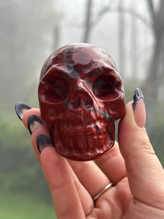 Red Jasper Skull Carving