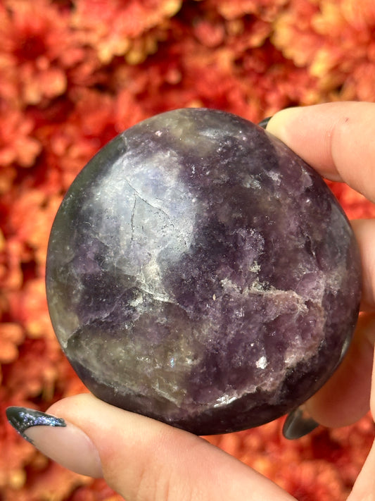 Lepidolite with Smokey Quart Palmstone