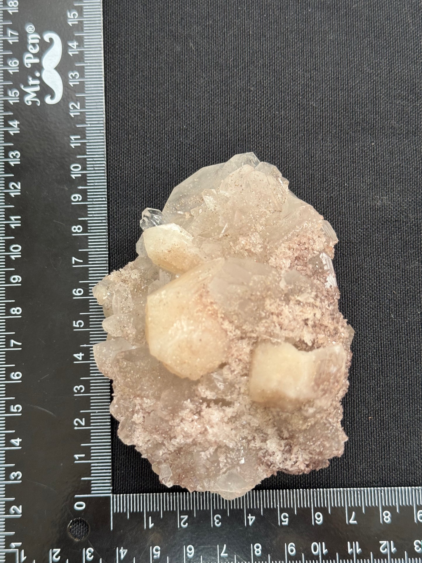 Phantom diamond apophyllite with sparkly pink chalcedony and stilbite - India