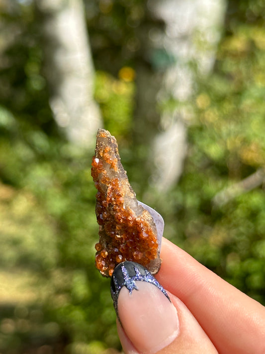 Spessartine Garnet on Smokey Quartz
