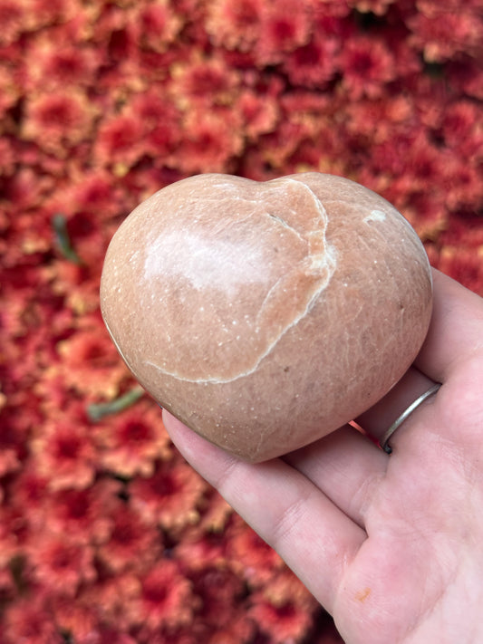 Peach moonstone heart