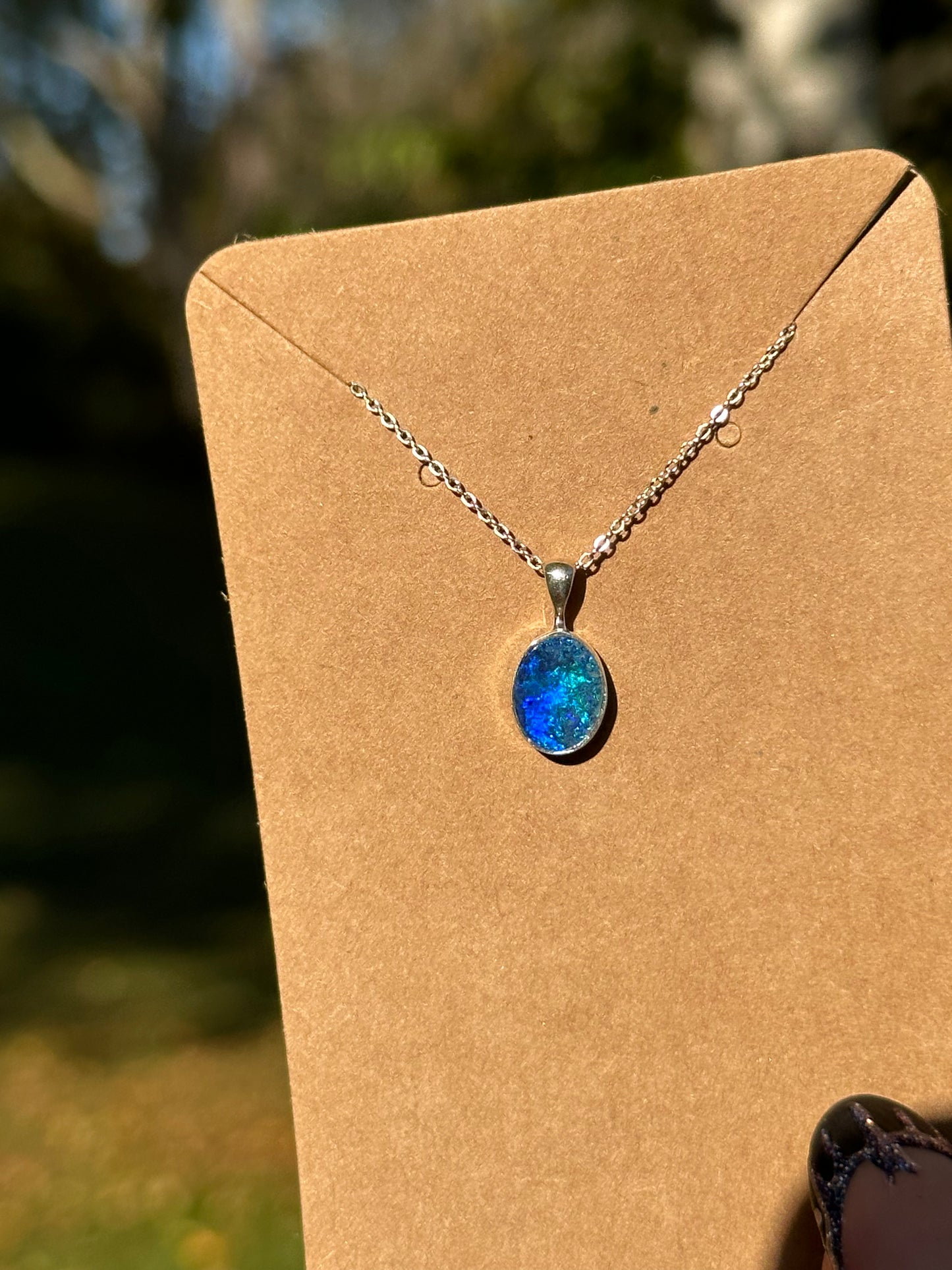 Australian Opal Necklace - Sterling Silver