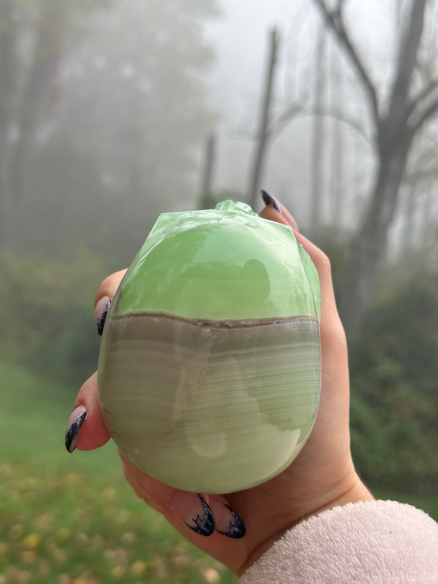 Green Calcite Skull