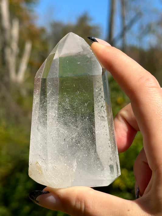 Quartz Point with green chlorite inclusions