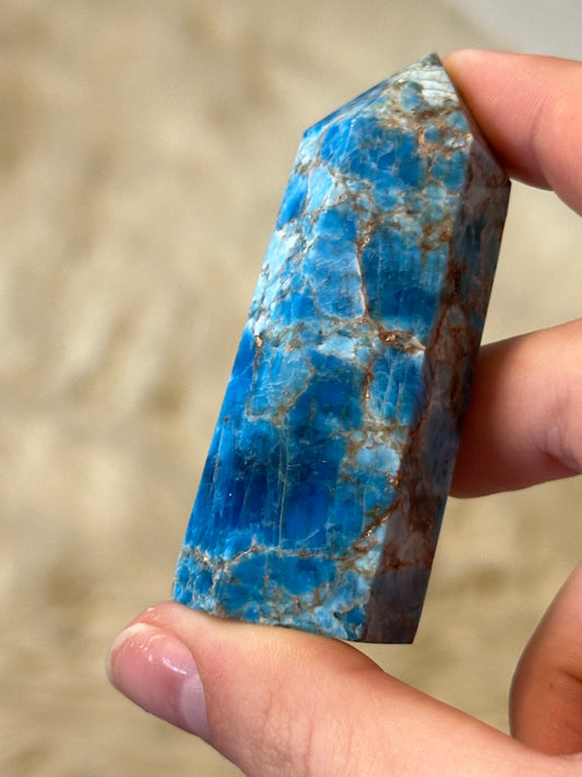 Blue apatite tower F - low quality
