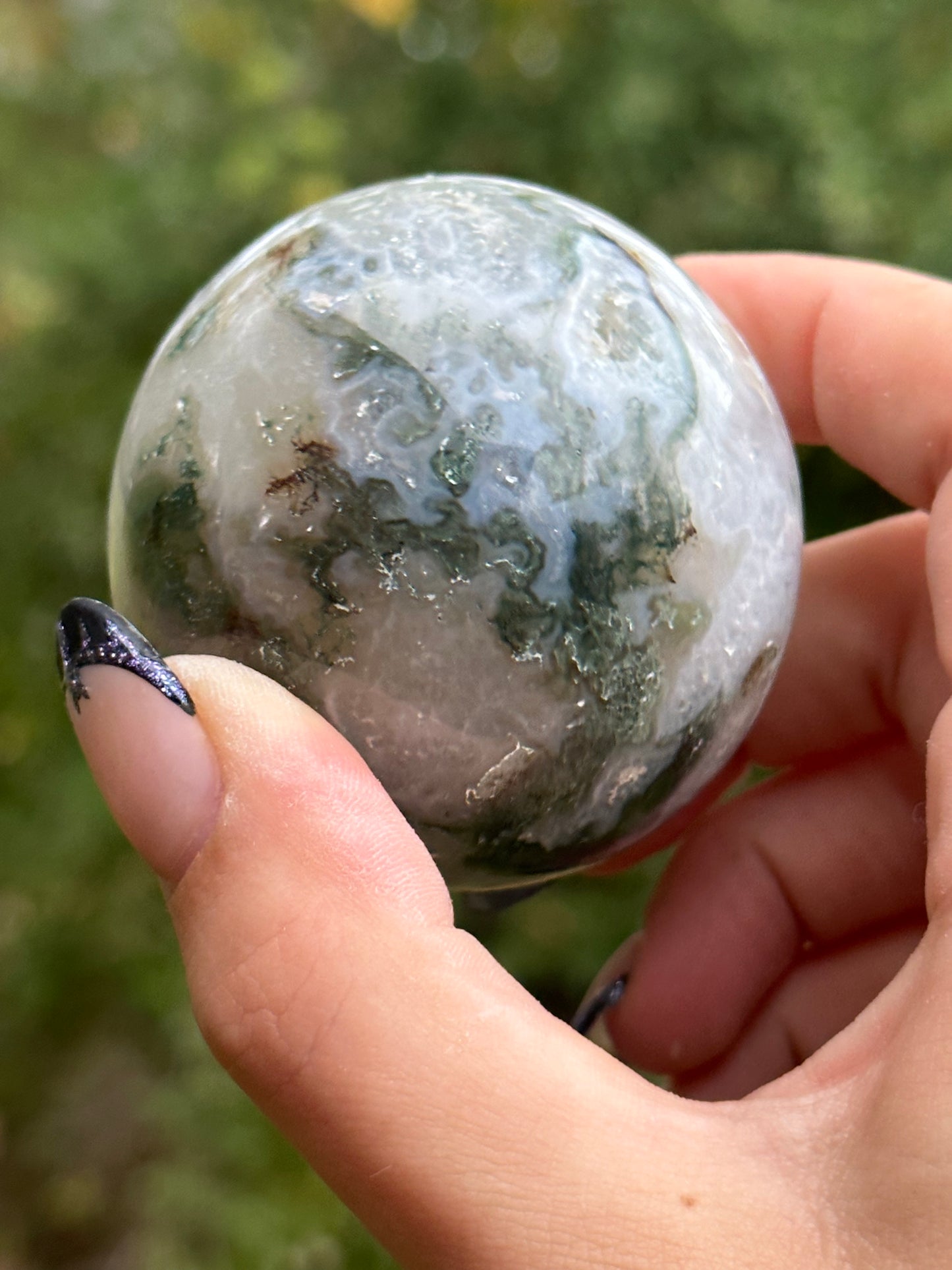 Moss agate sphere