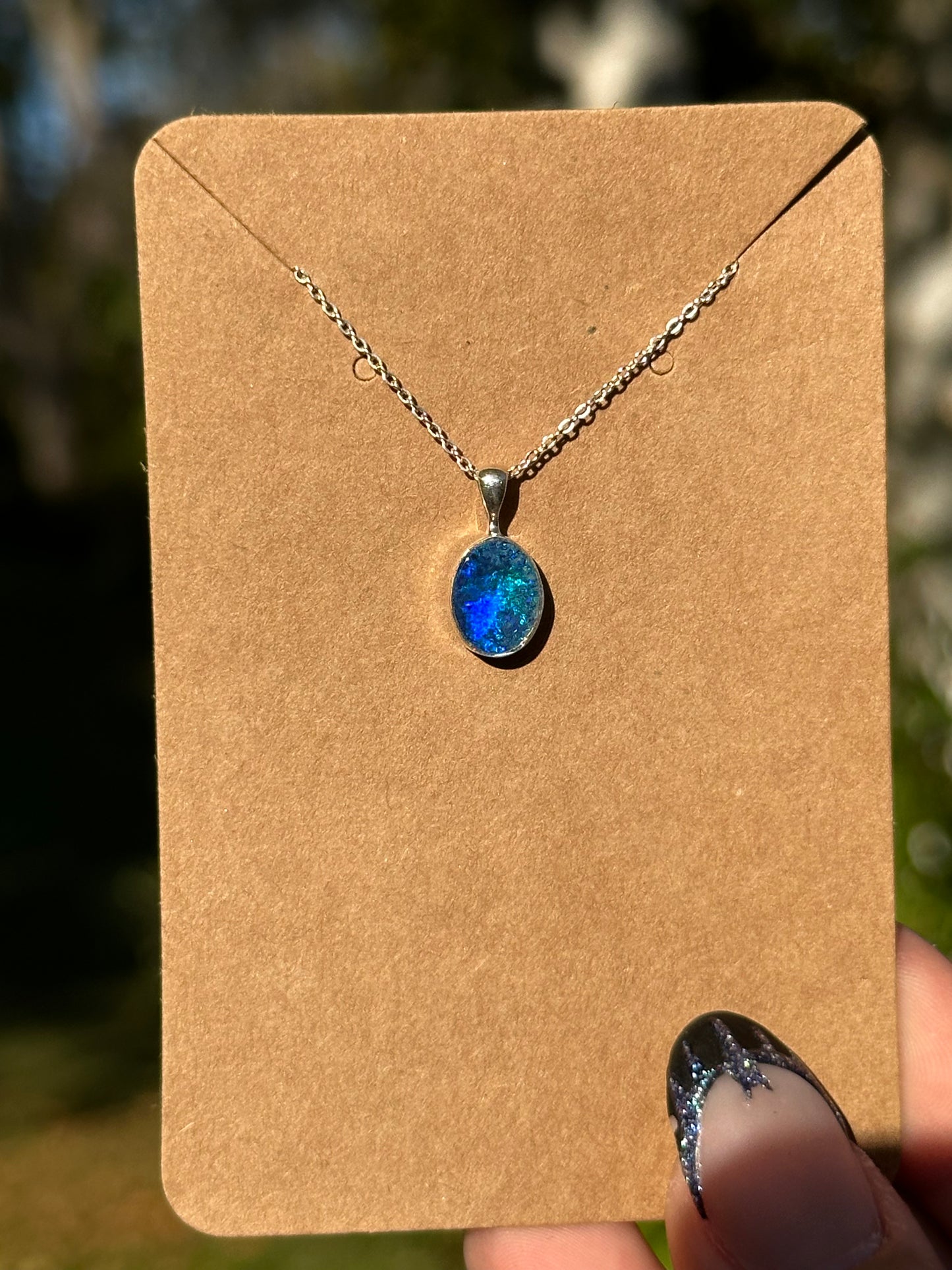 Australian Opal Necklace - Sterling Silver