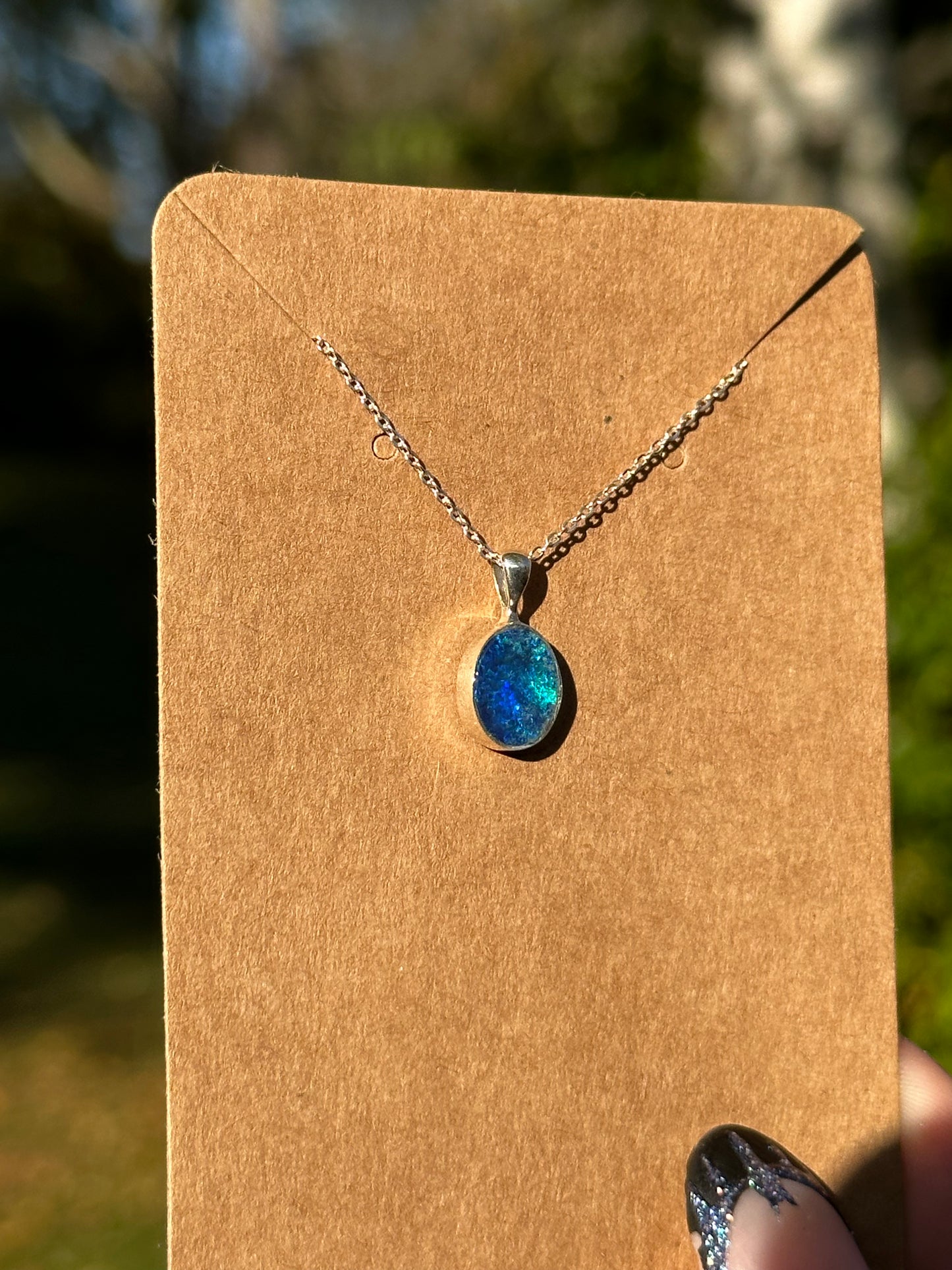 Australian Opal Necklace - Sterling Silver