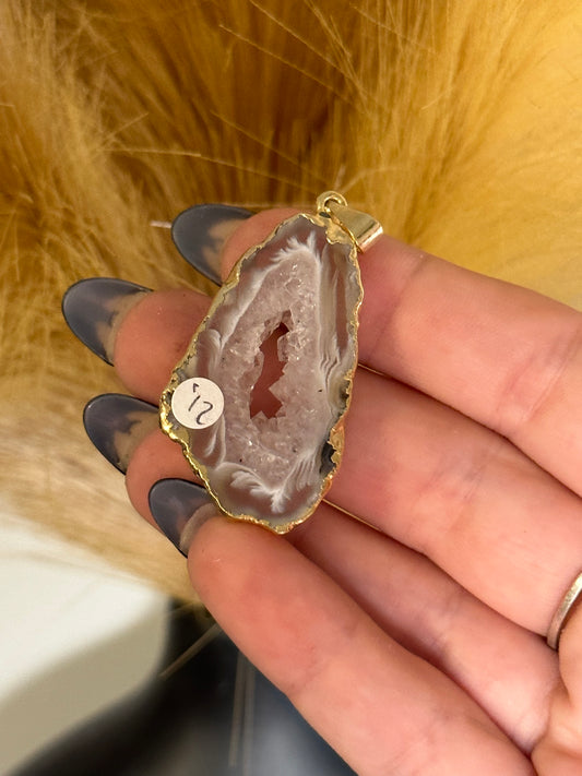 Oco Agate Geode Slice Pendant