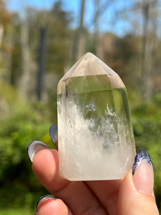 Clear Quartz Tower with Smokey Phantoms