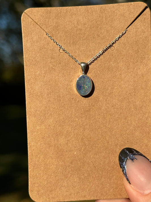 Australian Opal Necklace - Sterling Silver