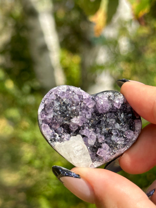 Amethyst Heart with Calcite