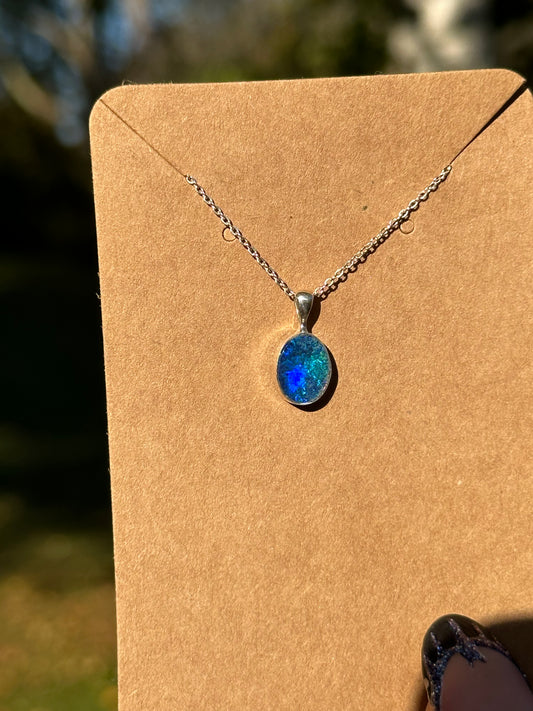 Australian Opal Necklace - Sterling Silver