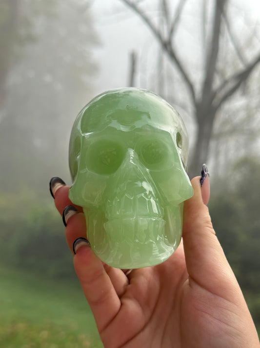 Green Calcite Skull