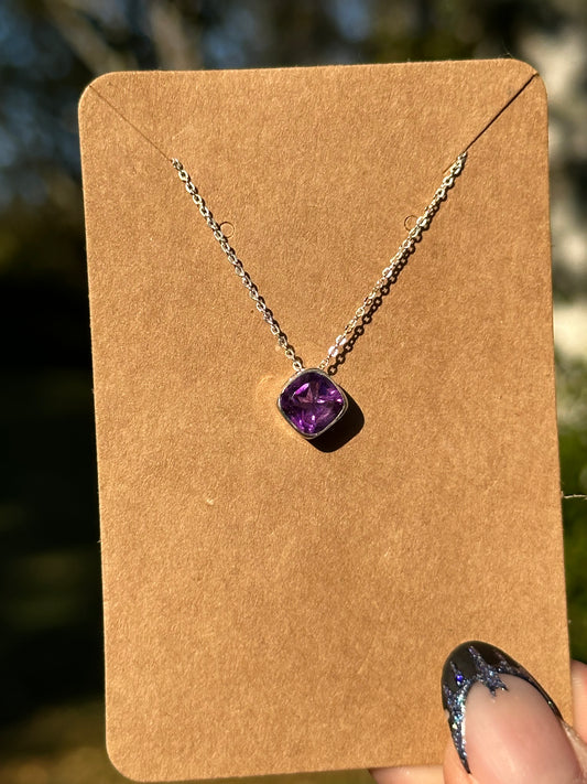 Amethyst Necklace - Sterling Silver