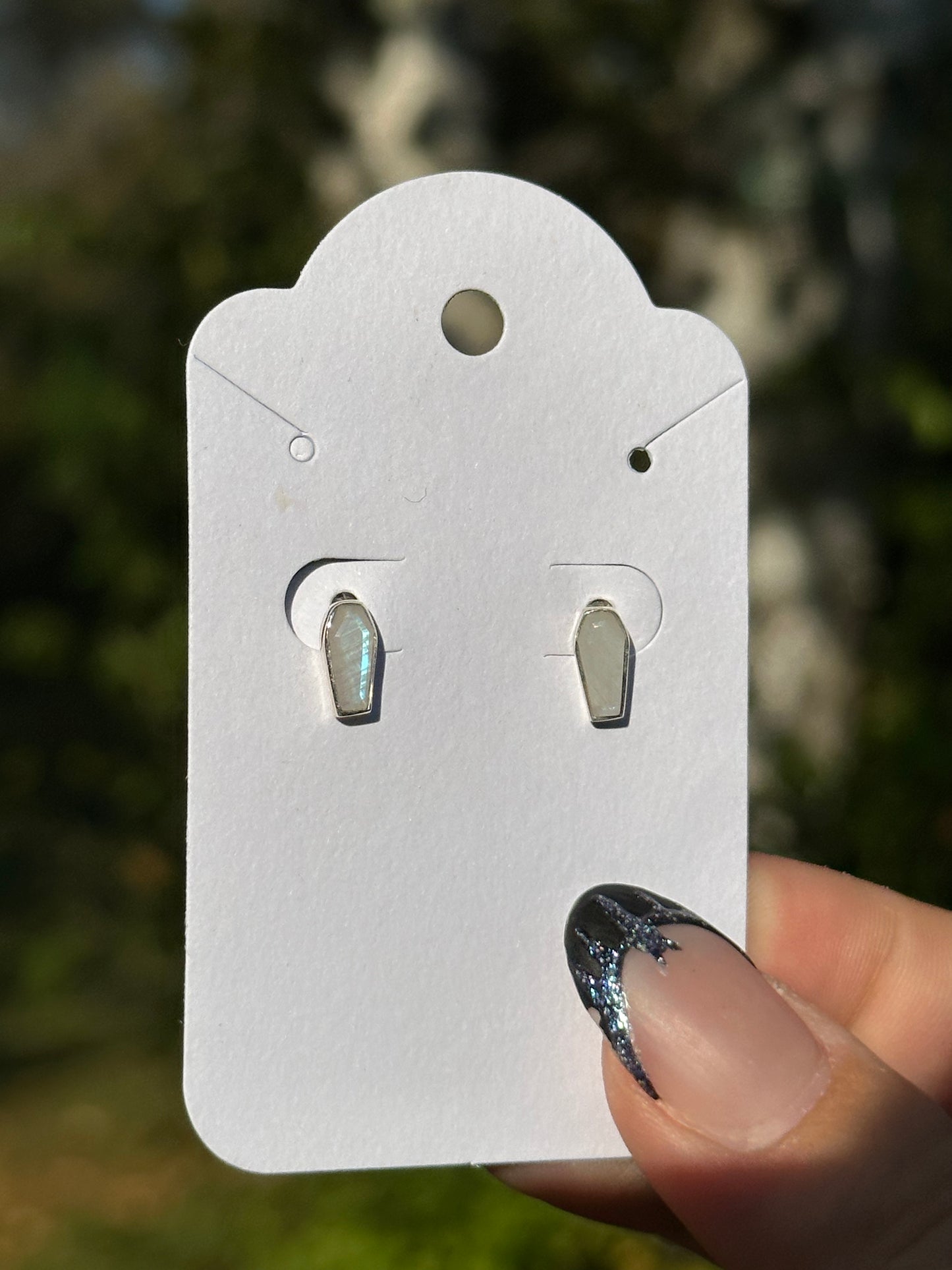 Moonstone Coffin Earrings- Sterling Silver