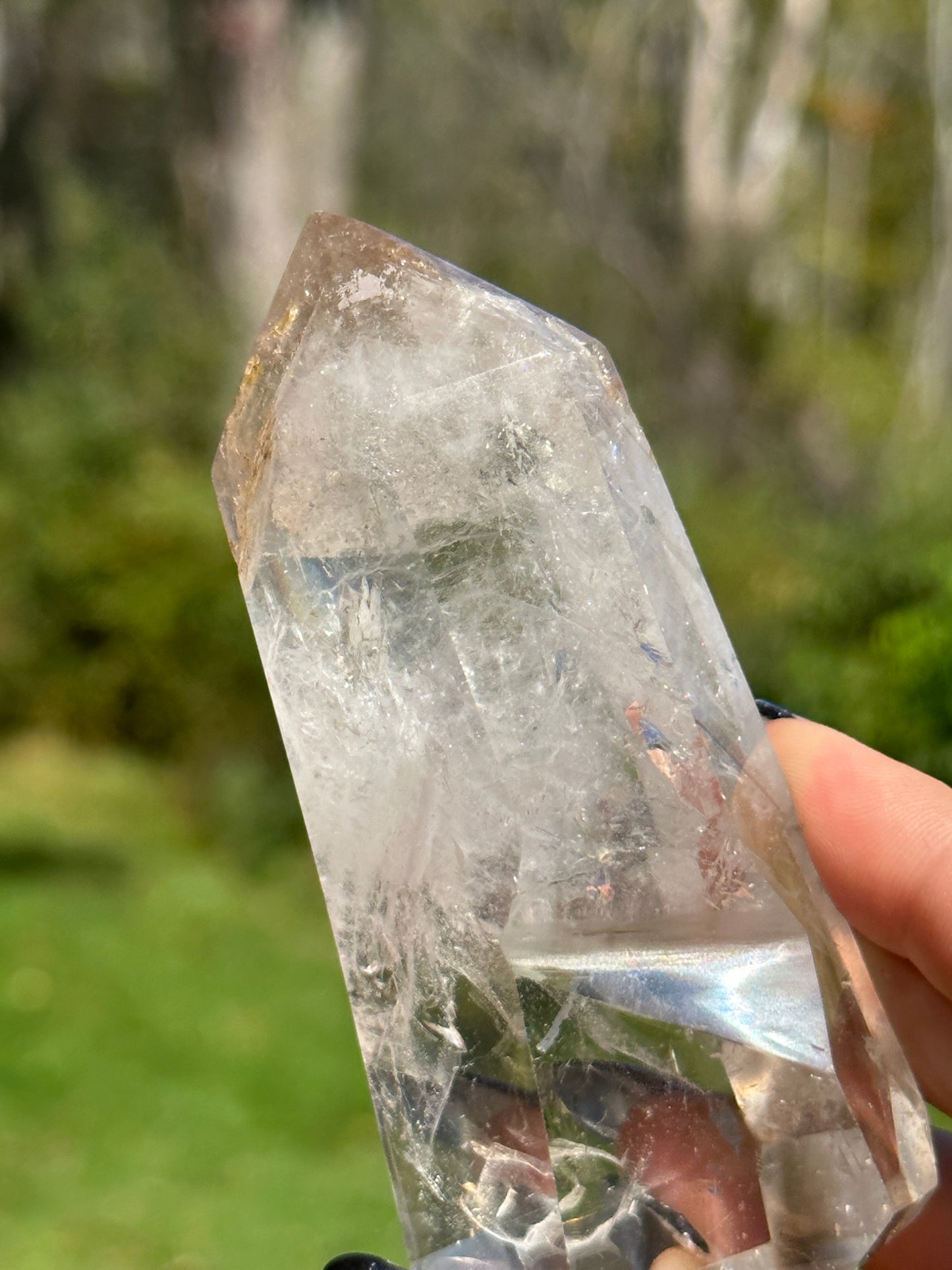 Quartz Point with Cubic Pyrite Inclusion