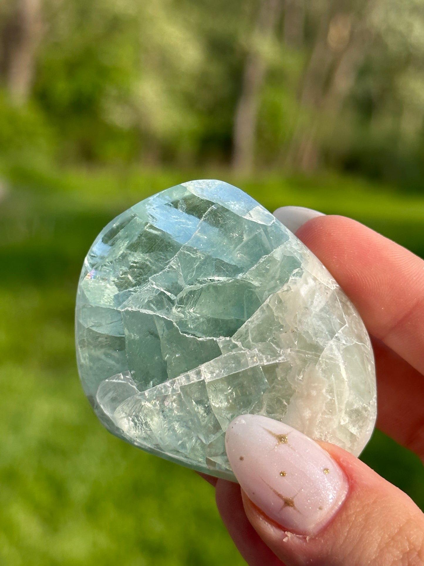 Green Flourite Pebble Palmstones