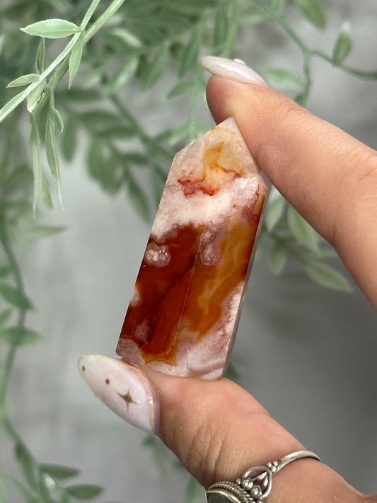 Carnelian Flower Agate Tower