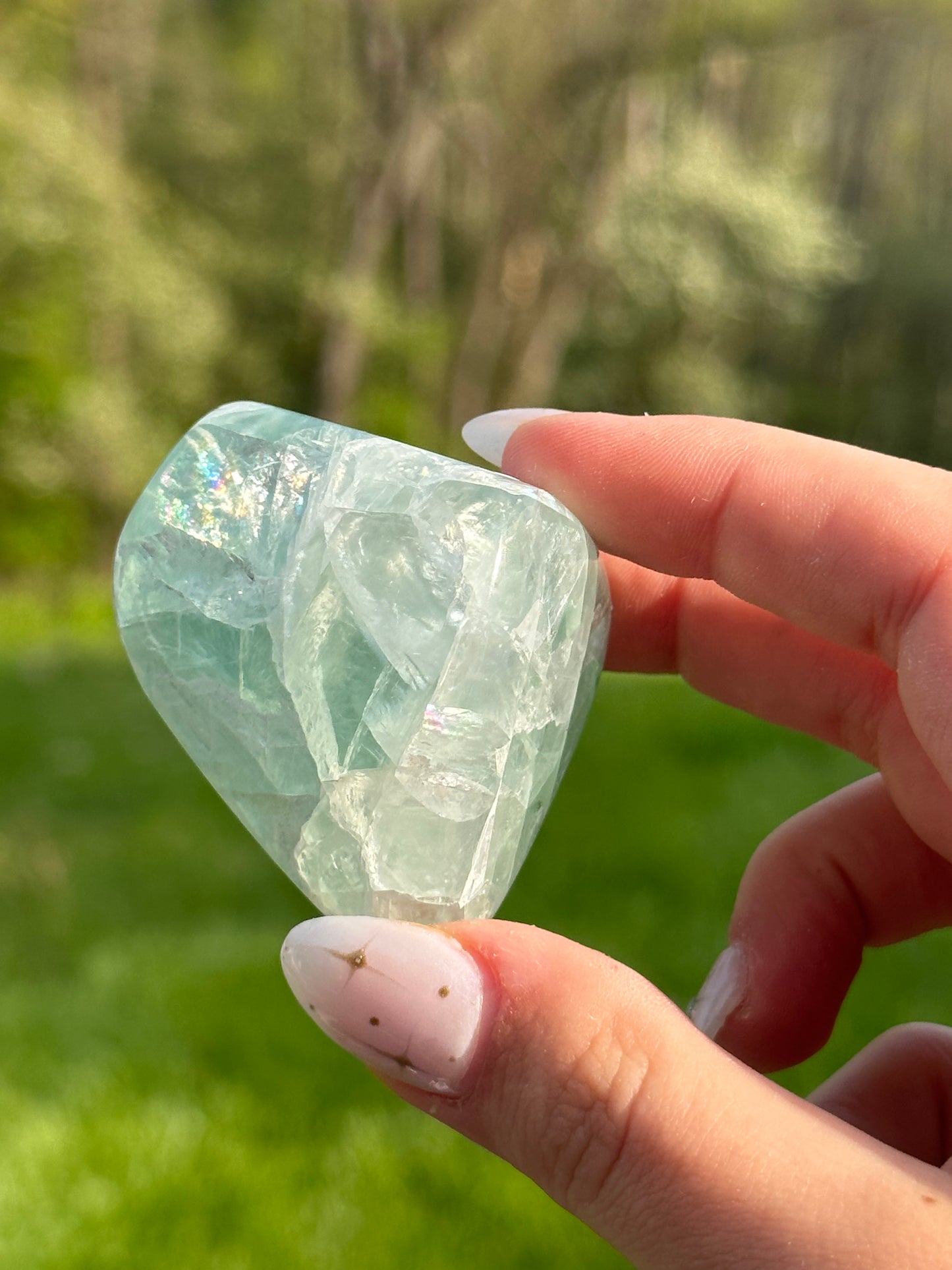 Green Flourite Pebble Palmstones