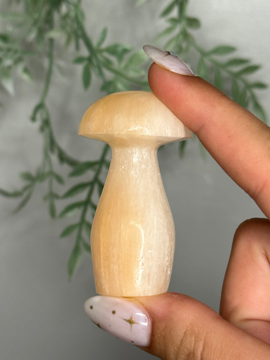 Peach Satin Spar Selenite Mushroom