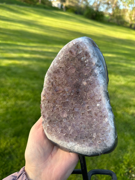 Golden Rutile Rainbow Amethyst on stand