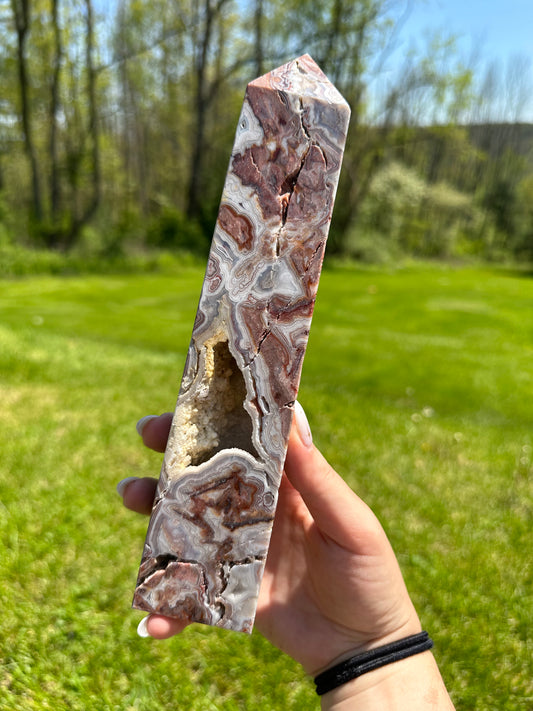 XL Mexican crazy lace agate tower