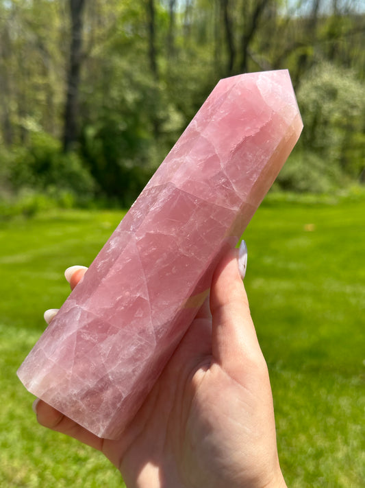 Large Rose Quartz Tower