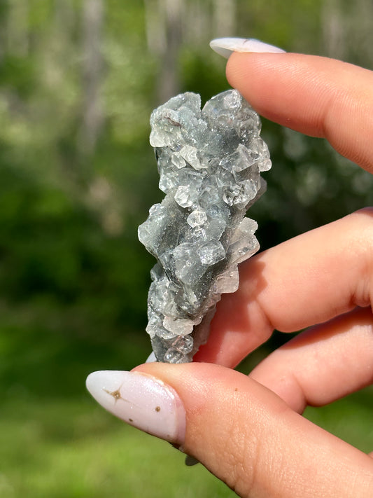 Black chalcedony with gemmy apophyllite -C