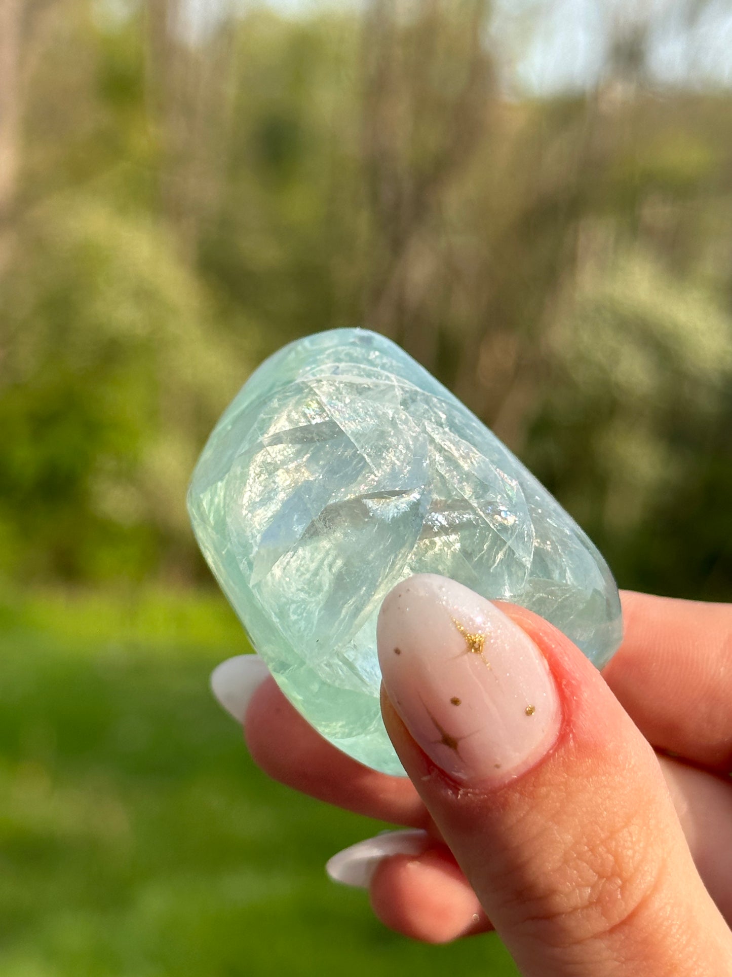 Green Flourite Pebble Palmstones