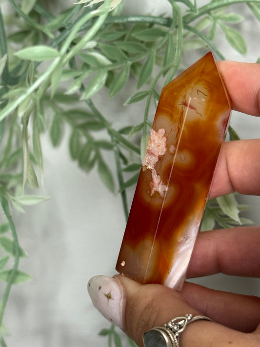 Carnelian Flower Agate Tower