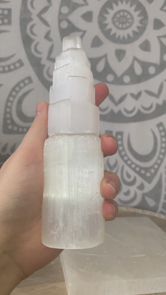 Medium selenite satin spar towers- imperfect