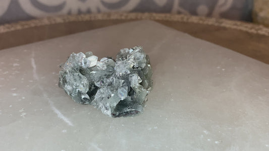 Black chalcedony with gemmy apophyllite - H