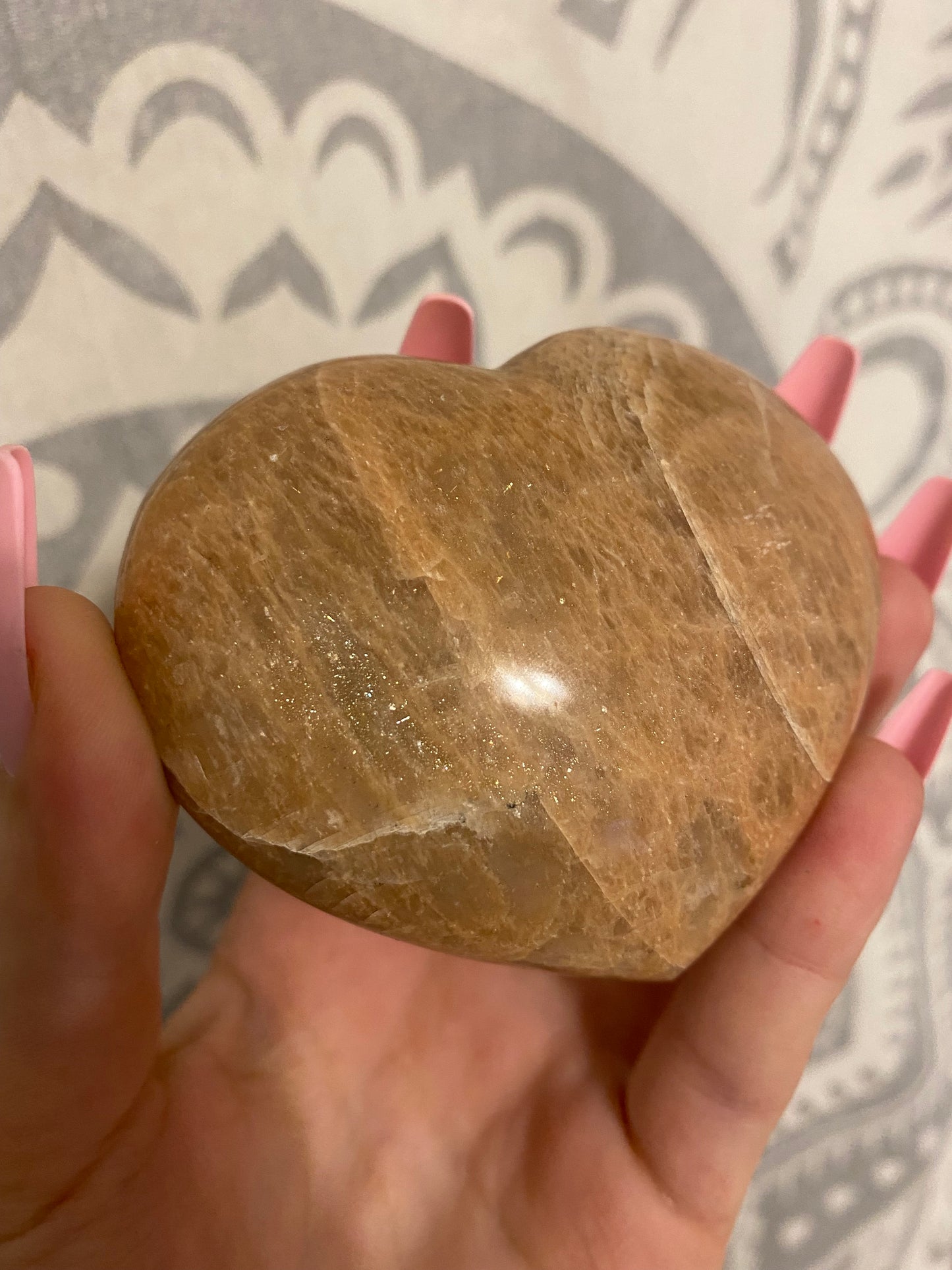 Peach Moonstone Heart