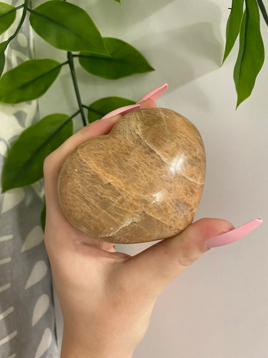 Peach Moonstone Heart