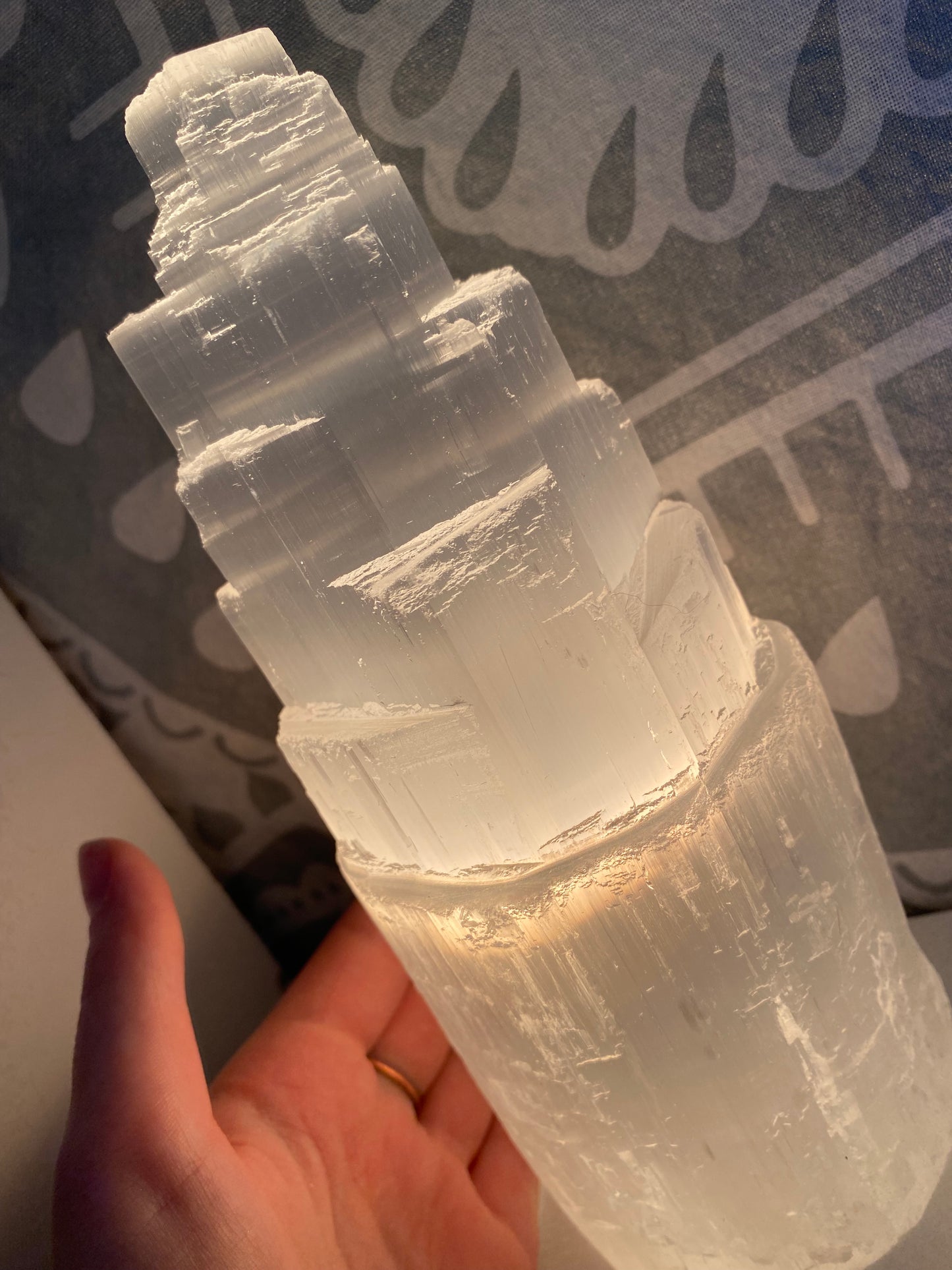 Large Satin Spar Selenite Tower Lamp