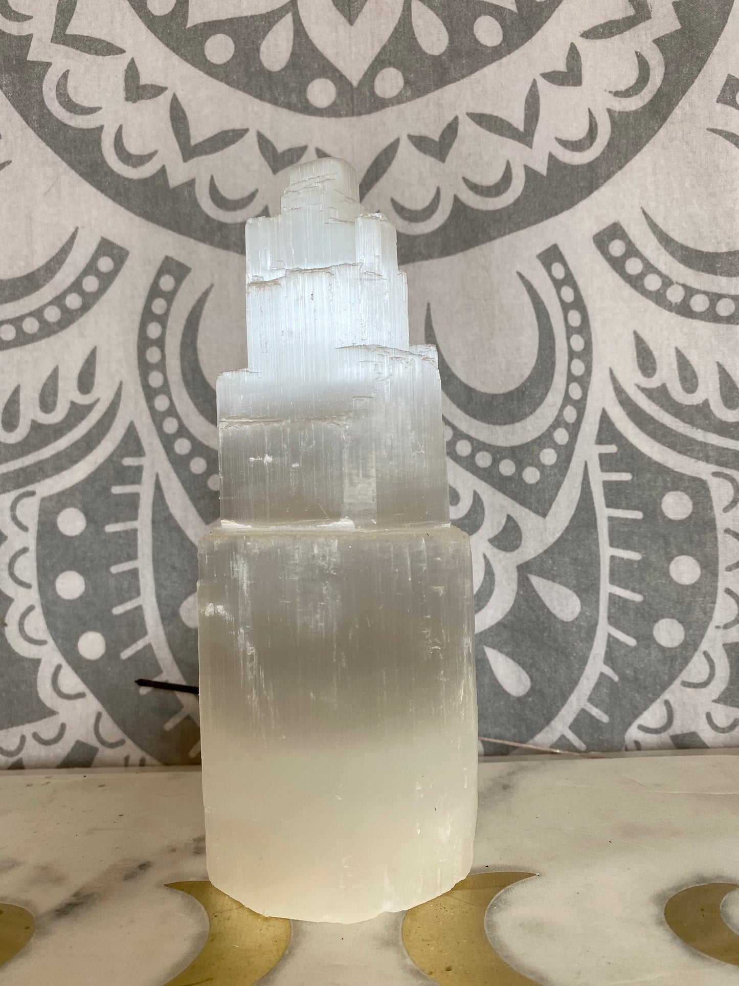 Large Satin Spar Selenite Tower Lamp