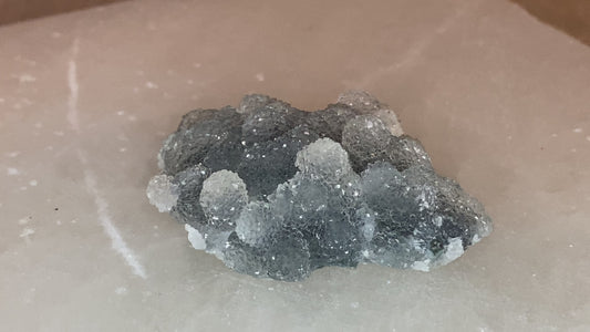 Black chalcedony with gemmy apophyllite - N