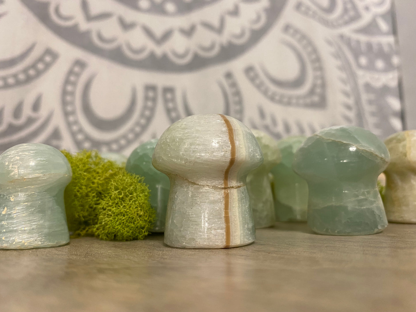 Pistachio Calcite Mushrooms