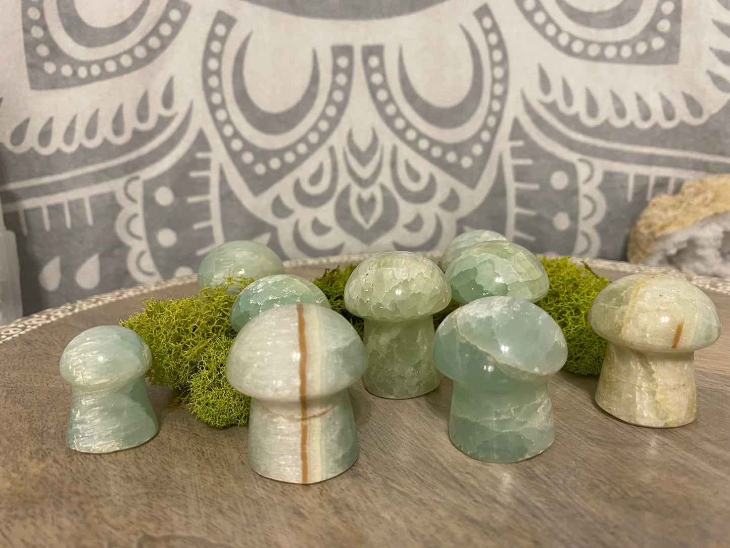 Pistachio Calcite Mushrooms