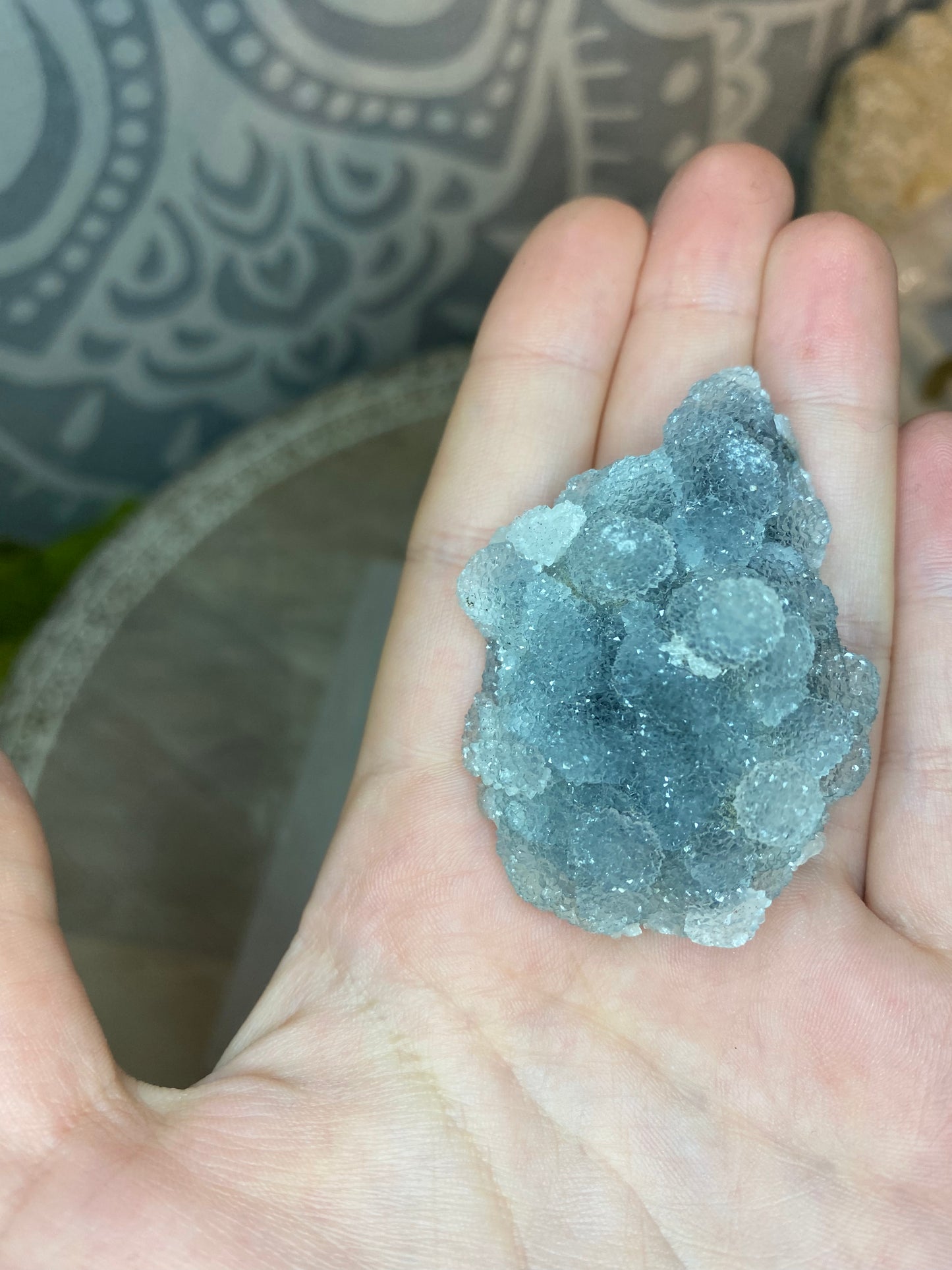 Black chalcedony with gemmy apophyllite - N