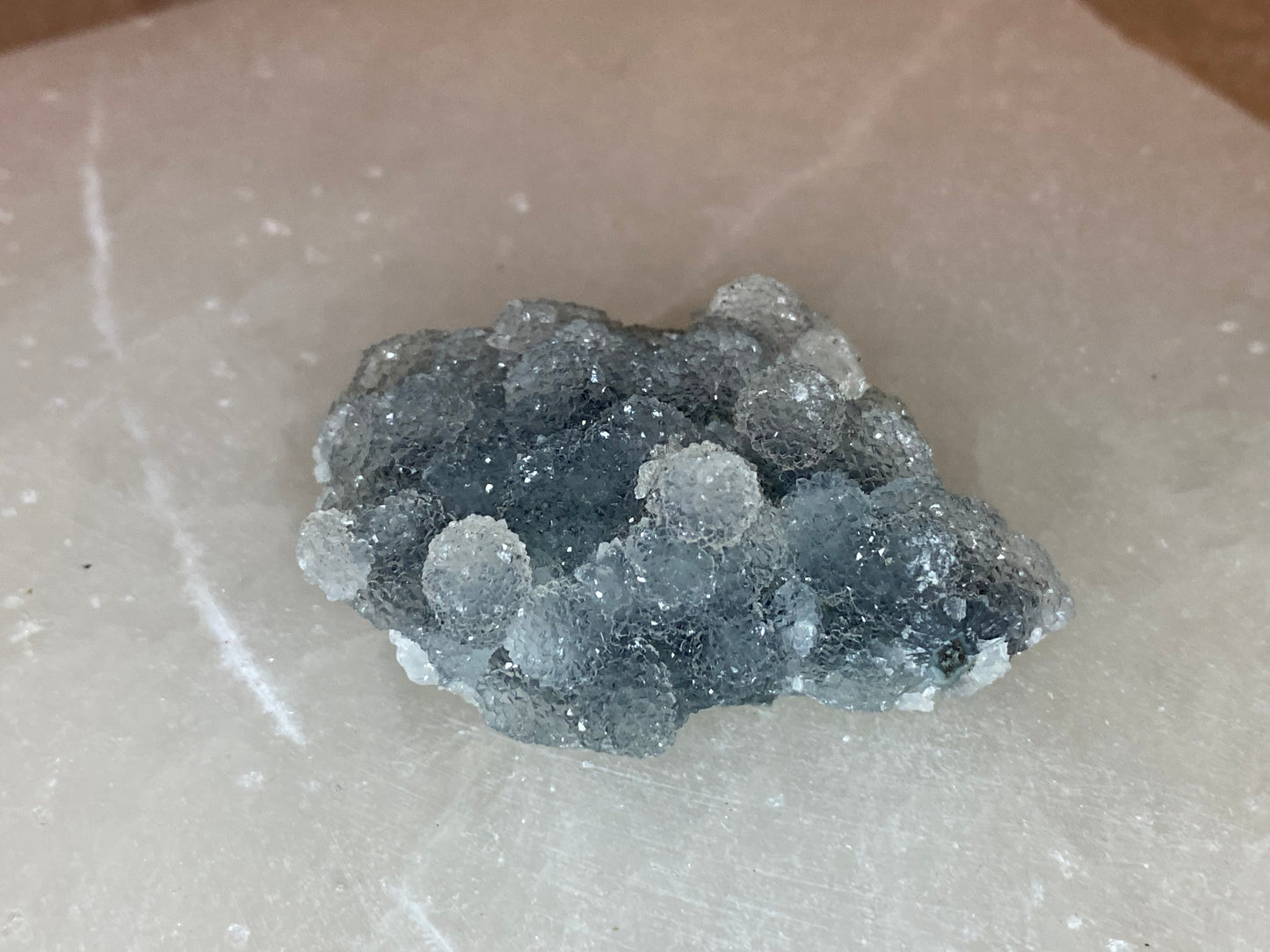 Black chalcedony with gemmy apophyllite - N