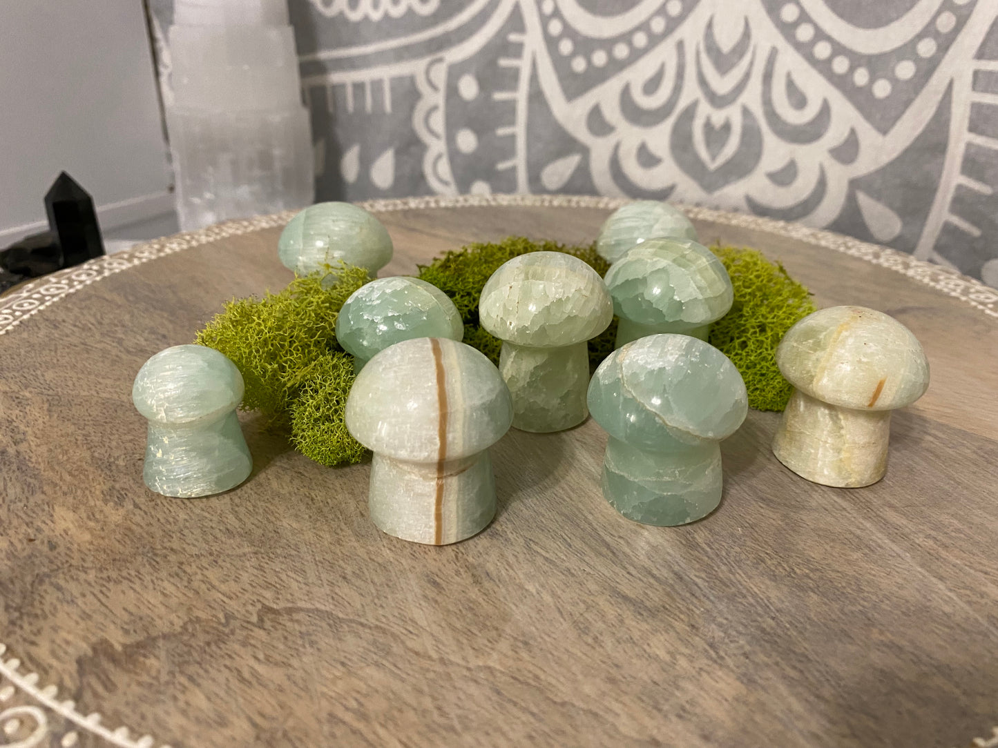 Pistachio Calcite Mushrooms